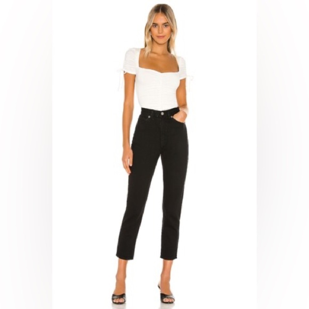 NWT Lovers & Friends Jupiter White Ruched Puff Sleeve Bodysuit size Small - Picture 5 of 8